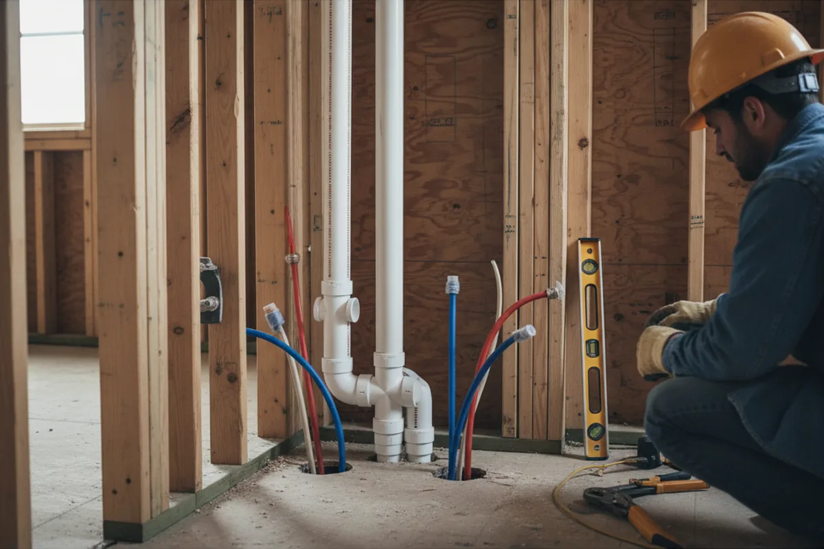 Drain and supply rough-in during Sump Pump Repair in Minnie